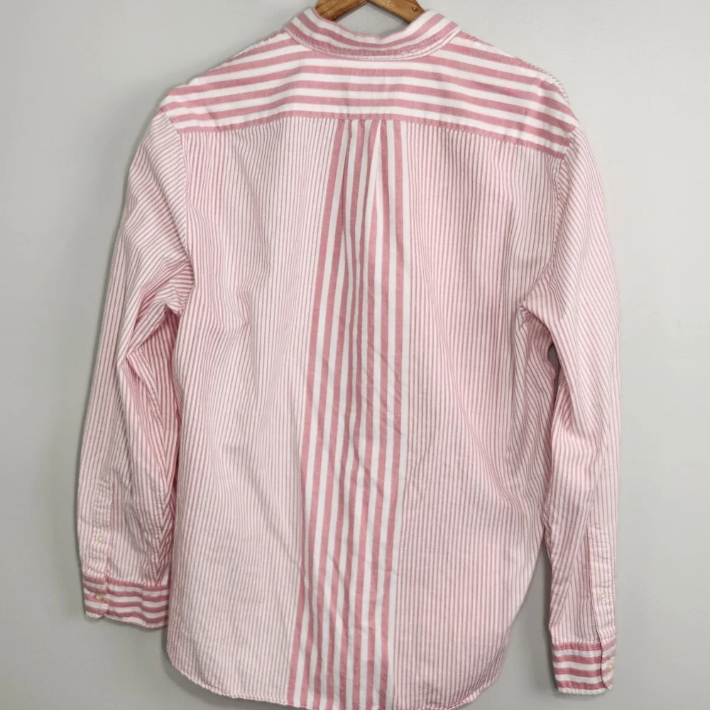 J. Crew The Broken-In Oxford Organic Cotton Striped Shirt Size XL preppy Summer